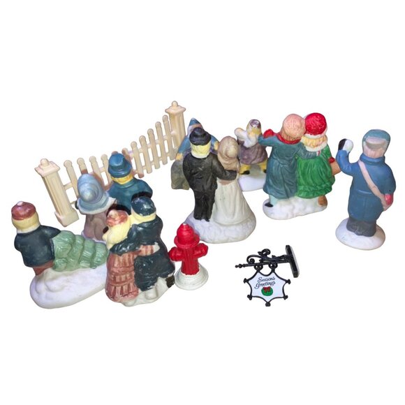 Hand-Painted Ceramic Christmas Village Figurines and Accessories - Picture 10 of 11